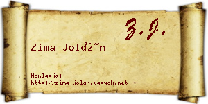 Zima Jolán névjegykártya