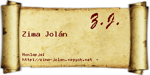 Zima Jolán névjegykártya